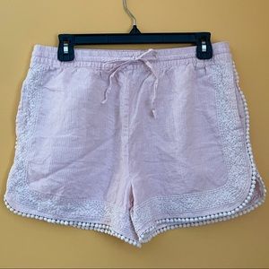 Cynthia Rowley Pink pinstripe boho linen shorts